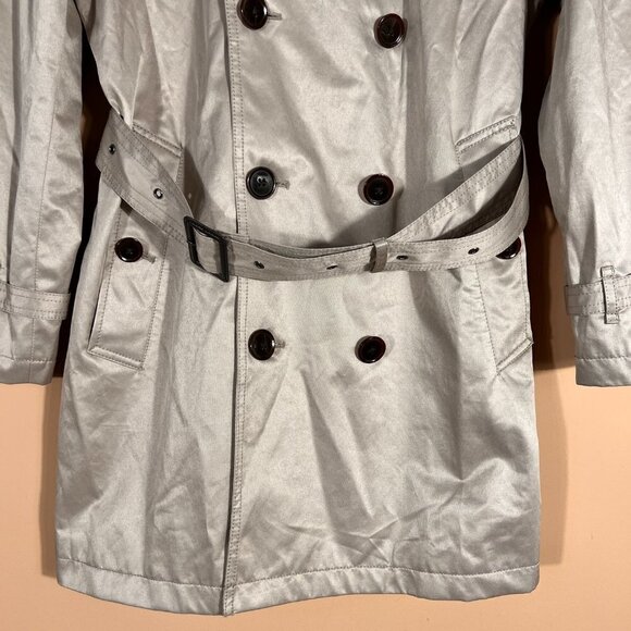 Express Khaki Belted Trench Coat Double Breasted Long Sleeve M - Picture 3 of 9
